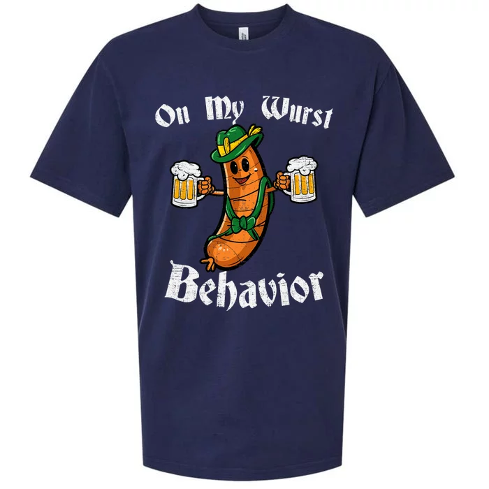 On My Wurst Behavior Funny Bratwurst German Oktoberfest Sueded Cloud Jersey T-Shirt