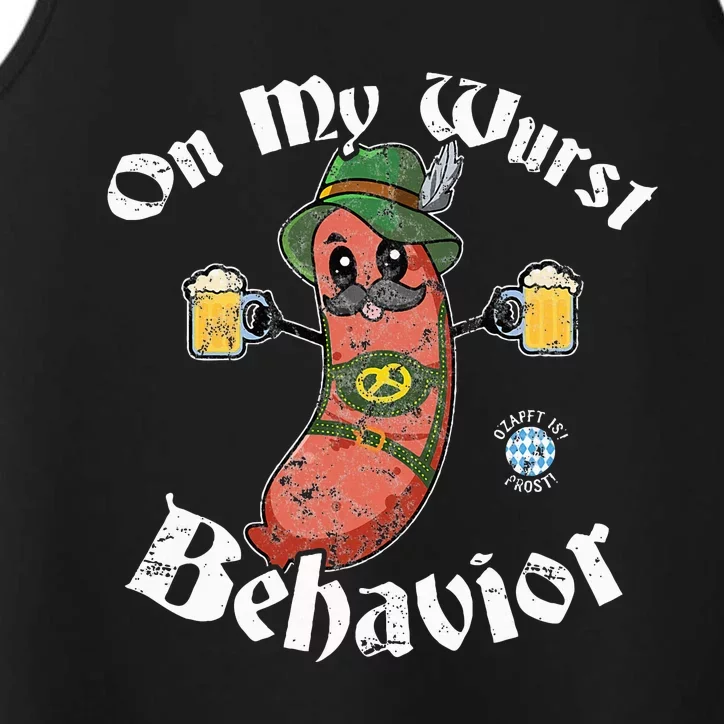 On My Wurst Behavior Funny Bratwurst Oktoberfest Performance Tank