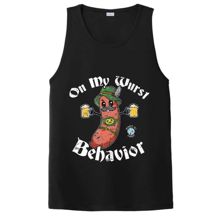 On My Wurst Behavior Funny Bratwurst Oktoberfest Performance Tank