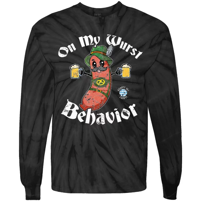 On My Wurst Behavior Funny Bratwurst Oktoberfest Tie-Dye Long Sleeve Shirt