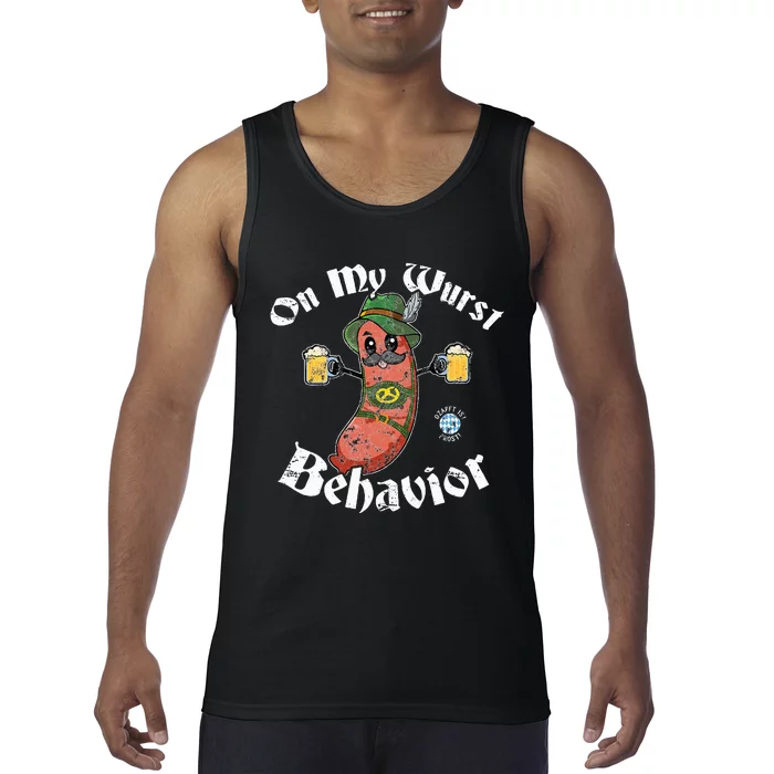 On My Wurst Behavior Funny Bratwurst Oktoberfest Tank Top