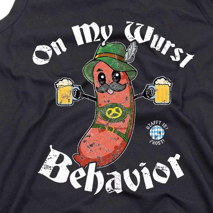 On My Wurst Behavior Funny Bratwurst Oktoberfest Tank Top