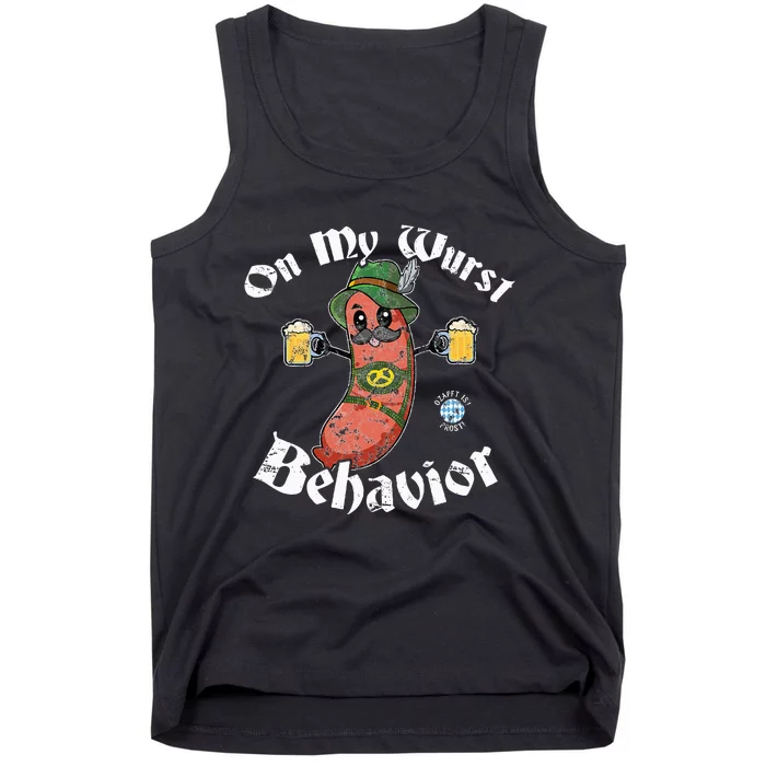 On My Wurst Behavior Funny Bratwurst Oktoberfest Tank Top