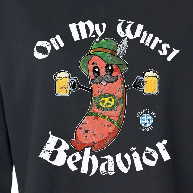 On My Wurst Behavior Funny Bratwurst Oktoberfest Cropped Pullover Crew