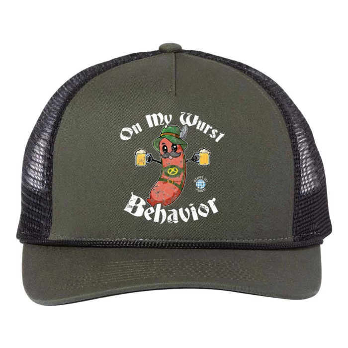 On My Wurst Behavior Funny Bratwurst Oktoberfest Retro Rope Trucker Hat Cap