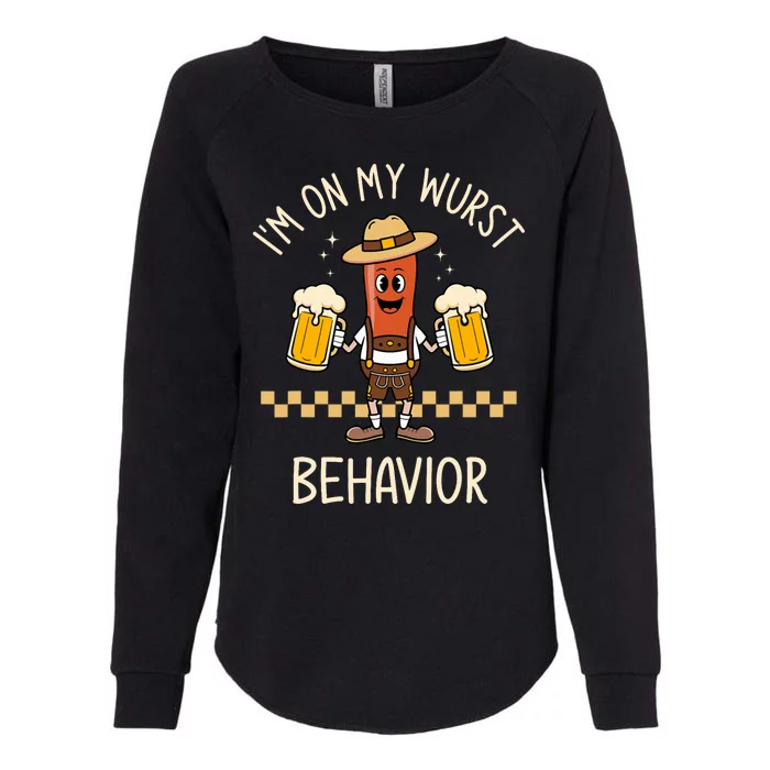 On My Wurst Behavior Sausage Funny Oktoberfest Womens California Wash Sweatshirt