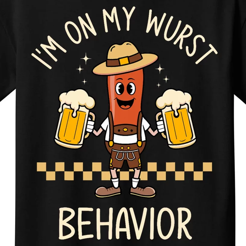 On My Wurst Behavior Sausage Funny Oktoberfest Kids T-Shirt