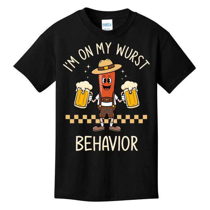 On My Wurst Behavior Sausage Funny Oktoberfest Kids T-Shirt