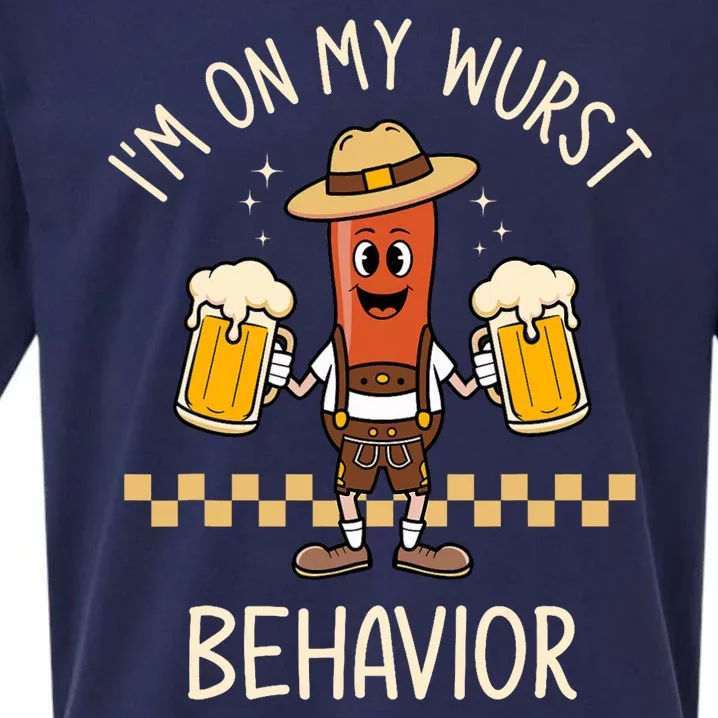 On My Wurst Behavior Sausage Funny Oktoberfest Sueded Cloud Jersey T-Shirt