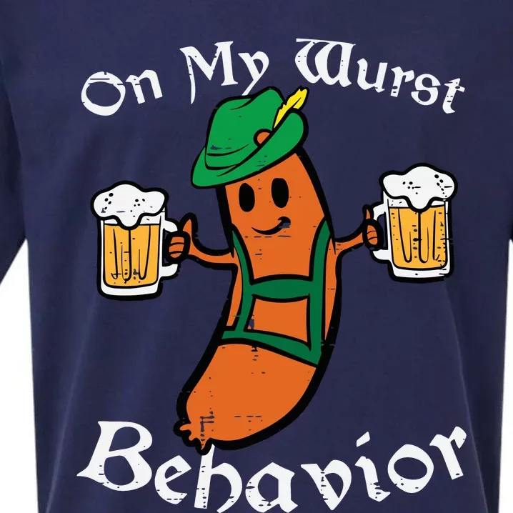 On My Wurst Behavior  Oktoberfest Beer Festival Sueded Cloud Jersey T-Shirt