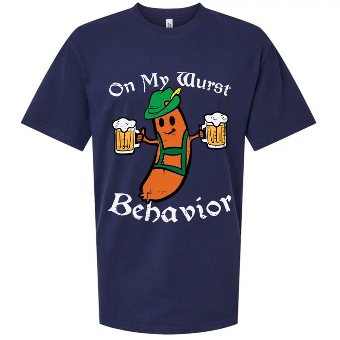 On My Wurst Behavior  Oktoberfest Beer Festival Sueded Cloud Jersey T-Shirt