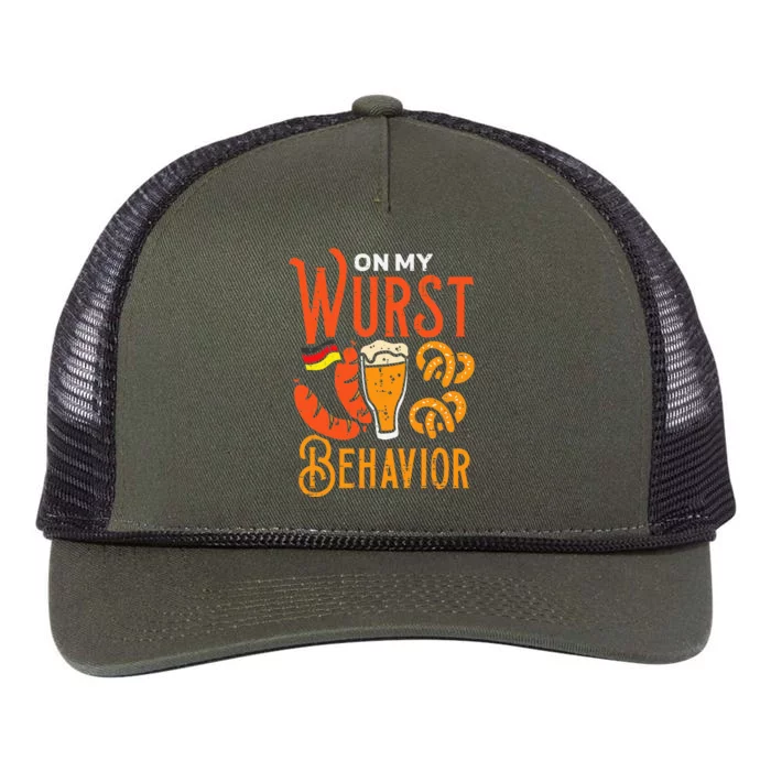 On My Wurst Behavior Funny Bavarian Oktoberfest Retro Rope Trucker Hat Cap