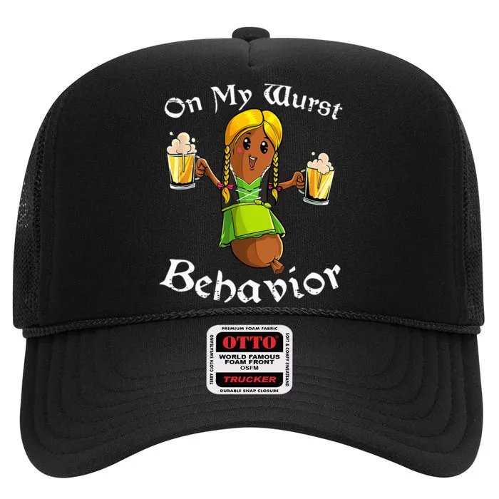 On My Wurst Behavior Oktoberfest German High Crown Mesh Trucker Hat