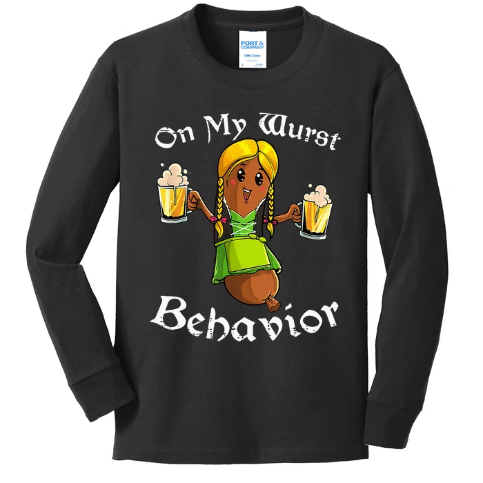 On My Wurst Behavior Oktoberfest German Kids Long Sleeve Shirt