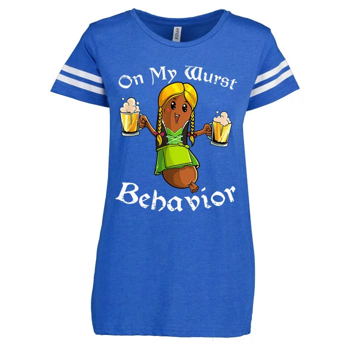 On My Wurst Behavior Oktoberfest German Enza Ladies Jersey Football T-Shirt