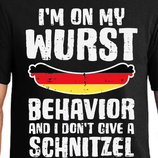 On My Wurst Behavior Dont Give Schnitzel Funny Oktoberfest Pajama Set