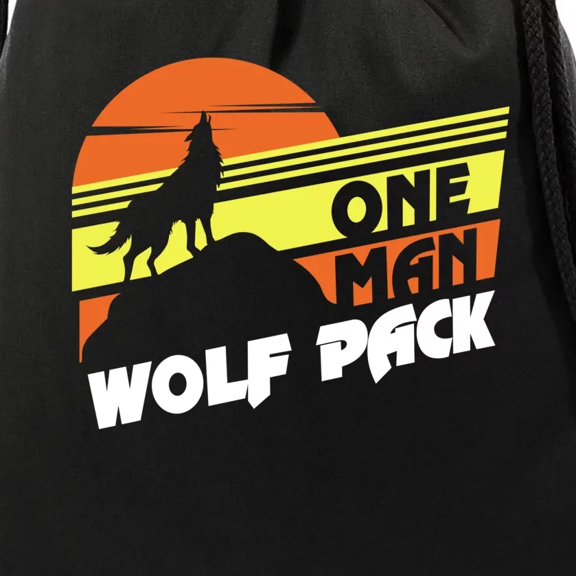 One Man Wolf Pack Drawstring Bag