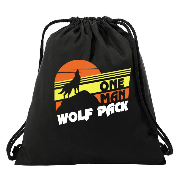 One Man Wolf Pack Drawstring Bag