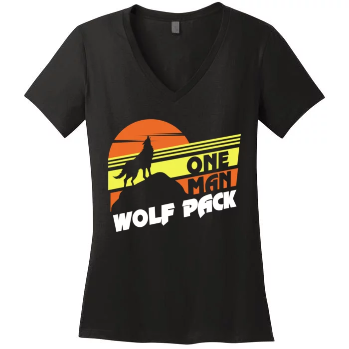 One Man Wolf Pack Women's V-Neck T-Shirt