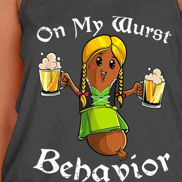 On My Wurst Behavior Oktoberfest German Women's Knotted Racerback Tank