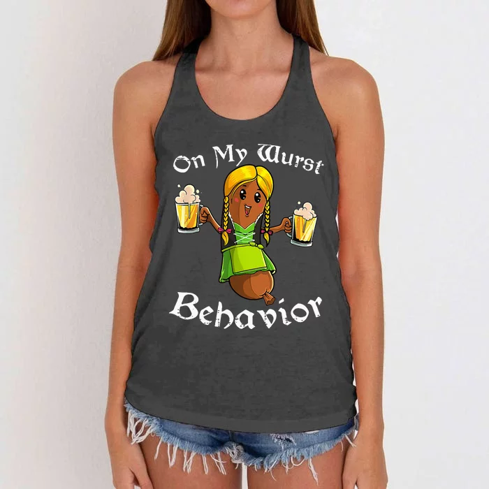 On My Wurst Behavior Oktoberfest German Women's Knotted Racerback Tank