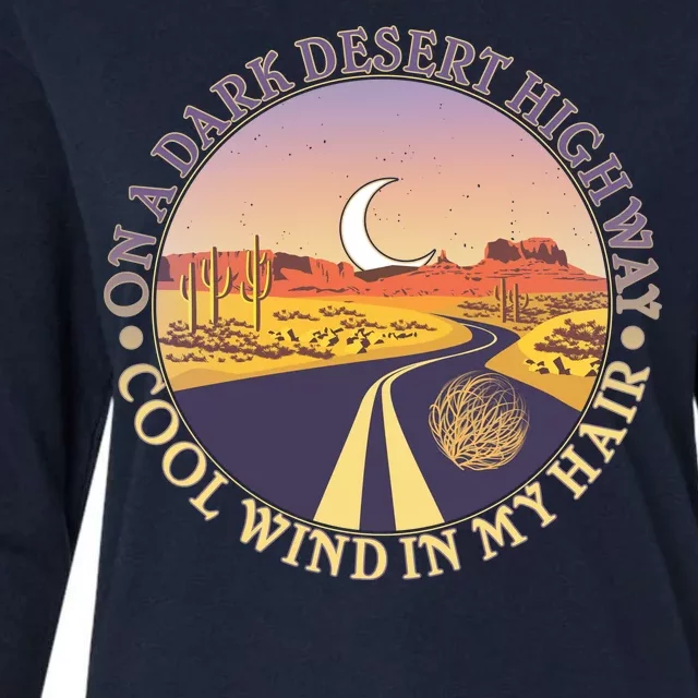 On A Dark Desert Highway Cool Wind In My Hair Womens Cotton Relaxed Long Sleeve T-Shirt