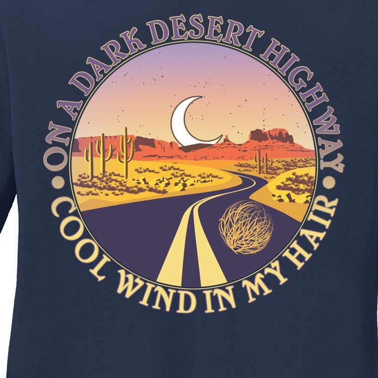 On A Dark Desert Highway Cool Wind In My Hair Ladies Missy Fit Long Sleeve Shirt