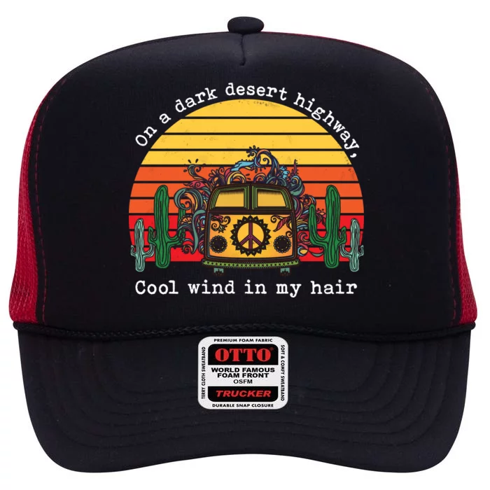 On A Dark Desert Highway Retro High Crown Mesh Trucker Hat