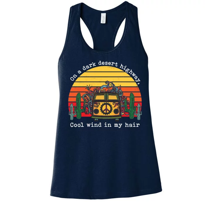 On A Dark Desert Highway Retro Women's Racerback Tank