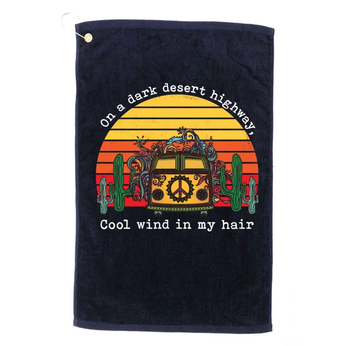 On A Dark Desert Highway Retro Platinum Collection Golf Towel