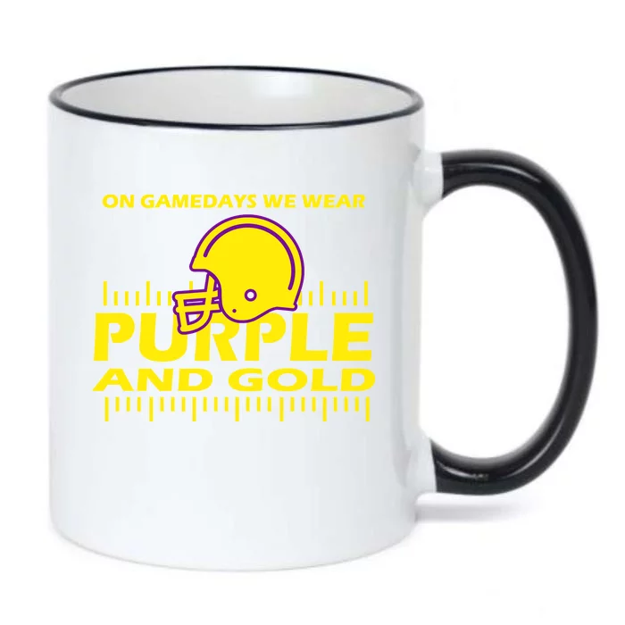 On Gamedays We Wear Purple and Gold Football Black Color Changing Mug