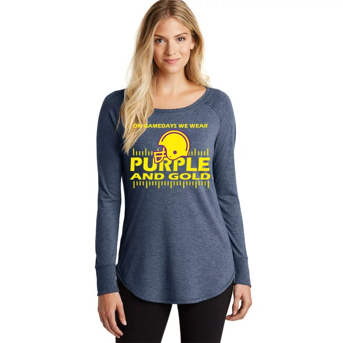 On Gamedays We Wear Purple and Gold Football Women's Perfect Tri Tunic Long Sleeve Shirt