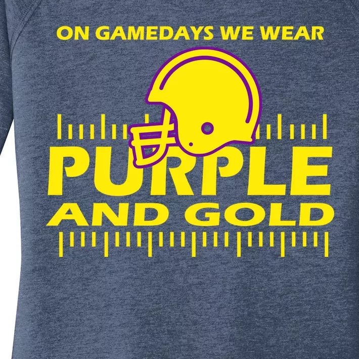 On Gamedays We Wear Purple and Gold Football Women's Perfect Tri Tunic Long Sleeve Shirt