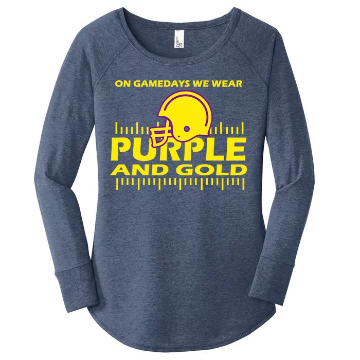 On Gamedays We Wear Purple and Gold Football Women's Perfect Tri Tunic Long Sleeve Shirt