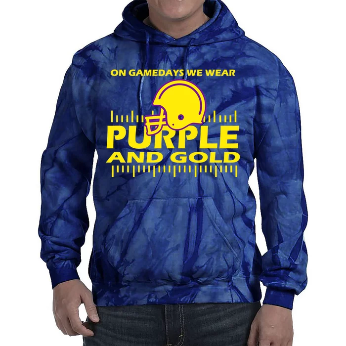 On Gamedays We Wear Purple and Gold Football Tie Dye Hoodie