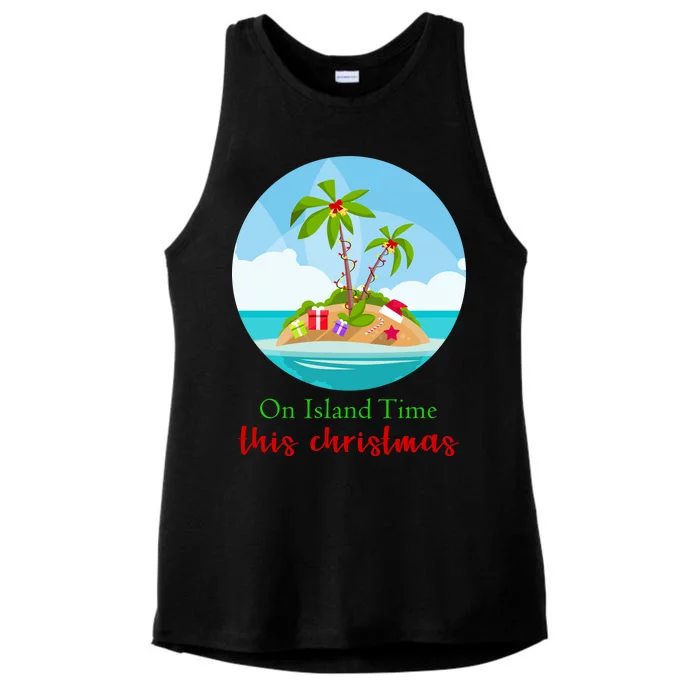 On Island Time This Christmas Vacation Ladies Tri-Blend Wicking Tank