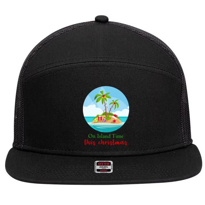 On Island Time This Christmas Vacation 7 Panel Mesh Trucker Snapback Hat