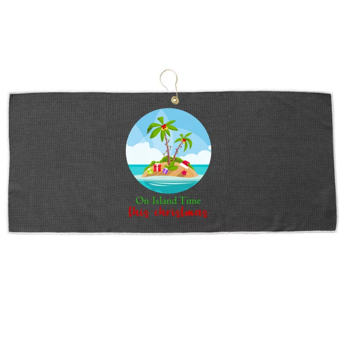 On Island Time This Christmas Vacation Large Microfiber Waffle Golf Towel