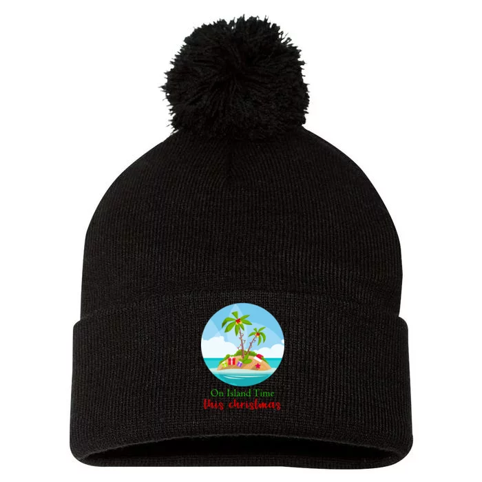 On Island Time This Christmas Vacation Pom Pom 12in Knit Beanie