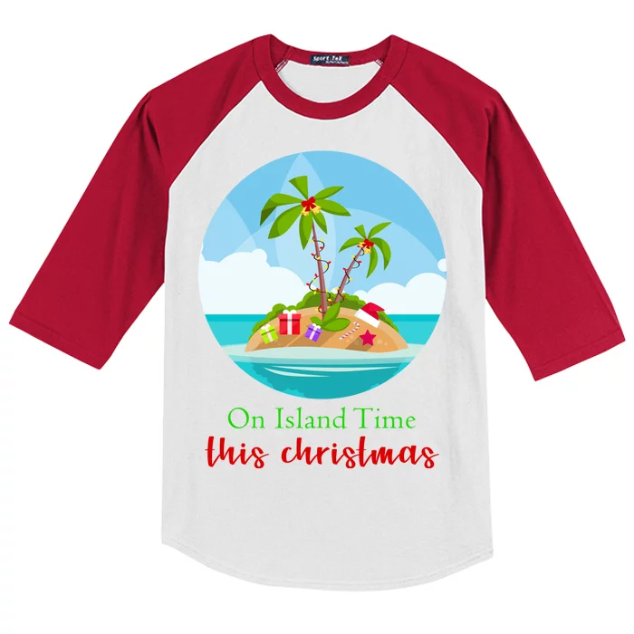 On Island Time This Christmas Vacation Kids Colorblock Raglan Jersey