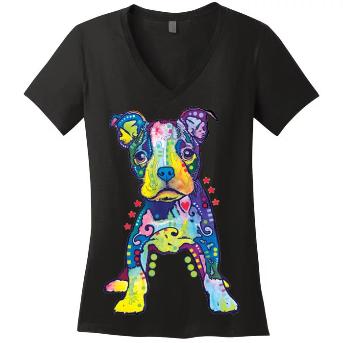 On My Own Puppy Dean Russo Women's V-Neck T-Shirt