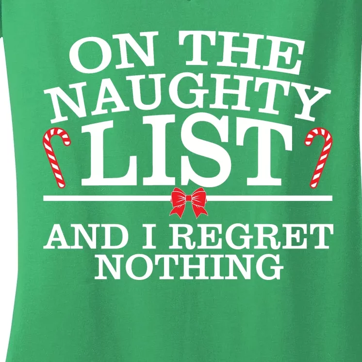 On The Naughty List Funny Christmas Women's V-Neck T-Shirt