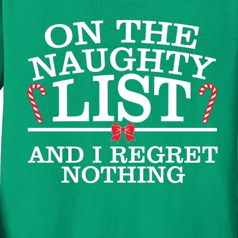 On The Naughty List Funny Christmas Kids Long Sleeve Shirt