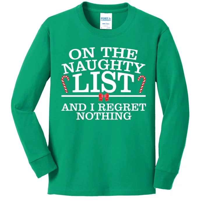 On The Naughty List Funny Christmas Kids Long Sleeve Shirt