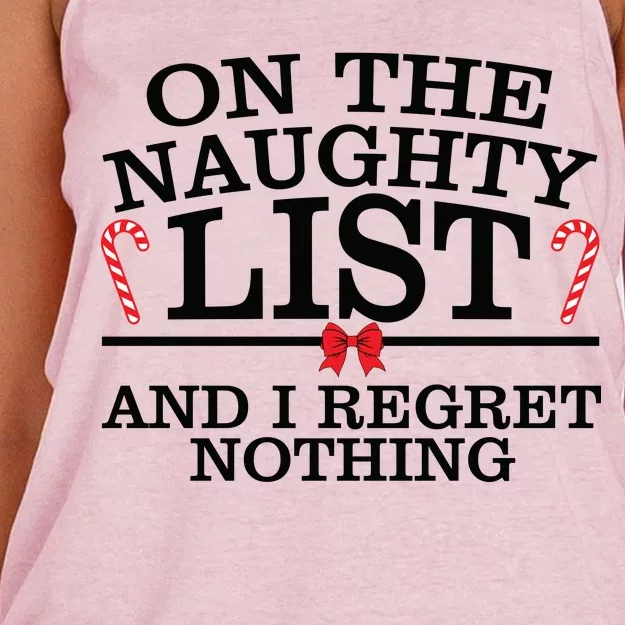 On The Naughty List Funny Christmas Women's Knotted Racerback Tank