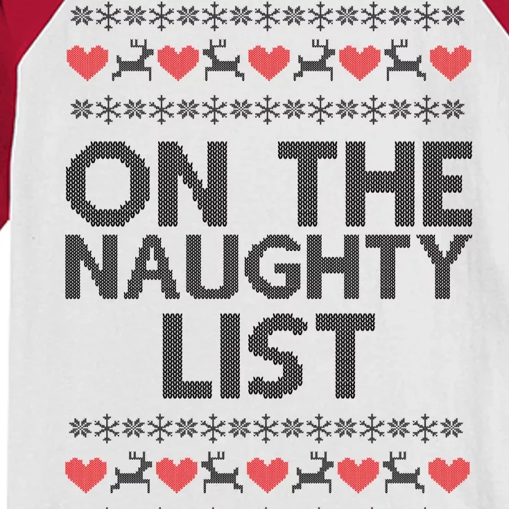 On The Naughty List Ugly Christmas Kids Colorblock Raglan Jersey