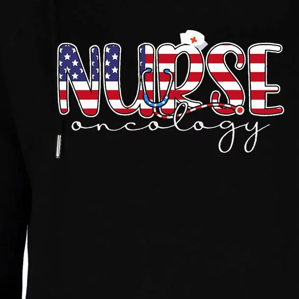 Oncology Nurse 4th Of July Us Flag Nurse Radiation Oncology Womens Funnel Neck Pullover Hood