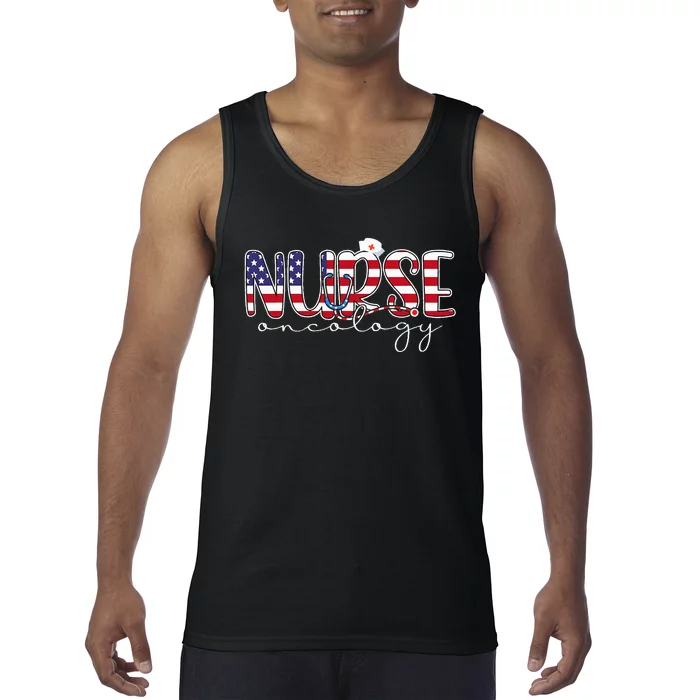 Oncology Nurse 4th Of July Us Flag Nurse Radiation Oncology Tank Top