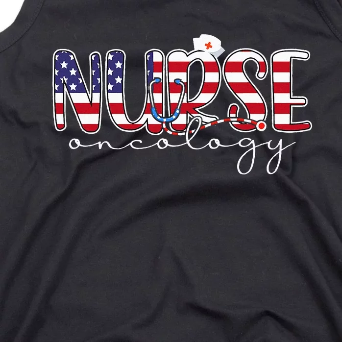 Oncology Nurse 4th Of July Us Flag Nurse Radiation Oncology Tank Top