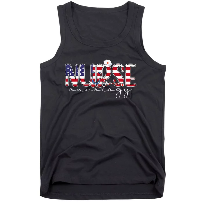 Oncology Nurse 4th Of July Us Flag Nurse Radiation Oncology Tank Top